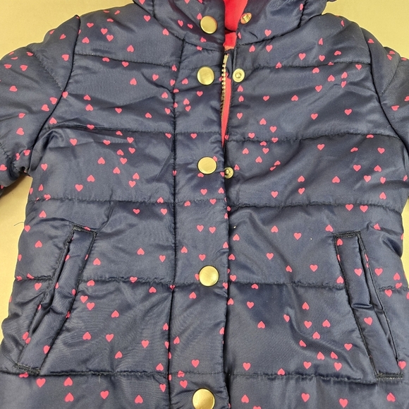Carter’s 12 Months Girls Blue And Pink Heart Winter Jacket - Picture 2 of 9